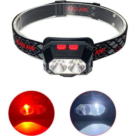 Leistungsstarke, wiederaufladbare LED-Stirnlampe, USB-LED-Stirnlampe, 1000 Lux weißes und rotes Licht, 6 Leuchtmodi, IPX4, für Radfahren, Camping, Wandern, Heimwerken und Selbstversorgung