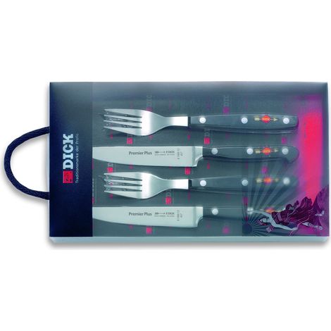 F. DICK Premier Plus Steakbesteck 4-teilig 2 Steakmesser + 2 Gabeln Besteck-Set