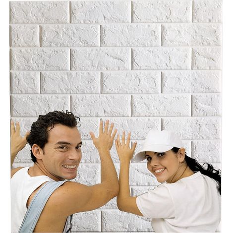 Panneaux muraux en briques 10 Packs couvre 58 Sq.ft,Peel and Stick papier peint 3D,mousse imperméable autocollante fausse brique pour salon,chambre à coucher,buanderie,cuisine,cheminée (1/5)