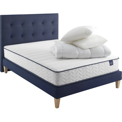 Ensemble matelas ressorts, sommier, pieds, tête de lit, couette et oreiller Rêve 300 - SOMEO 140x190 (1/5)