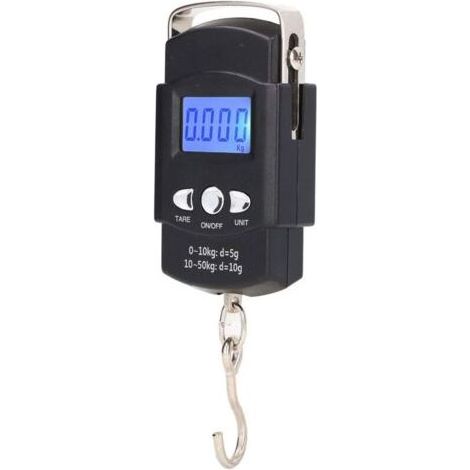 Balance électronique à Crochet, Balance de Pêche à Suspendre Numérique LCD 50 Kg, avec Ruban à Mesurer Dissimulé de 1 Mètre, pour Peser Les Bagages, Faire Les Courses, Pêcher, Unité de Mesure