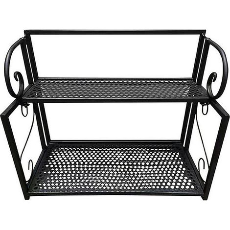 Étagère de rangement pour salle de douche, étagère et panier de rangement en fer forgé à double niveau, armoire de cuisine, placard, étagère et panier de rangement pour meuble bas.