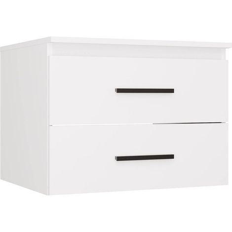 Nel 60 - mueble bajo lavabo de baño - tiradores negros - 2 cajones - 60x50x45 cm - blanco (1/5)