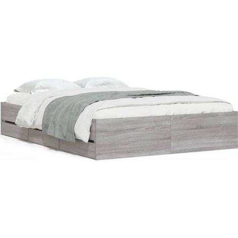 Maison Exclusive - Cama con cajones madera de ingeniería gris Son