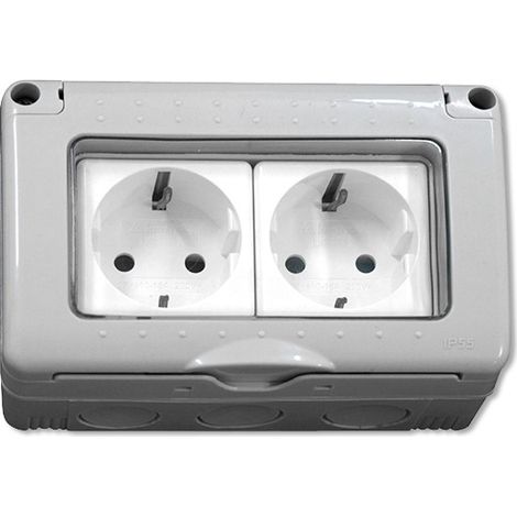 BASE DOBLE SUPERIFICIE ESTANCO SCHUKO C/TT IP55