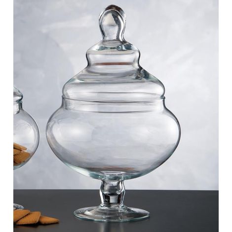 Vaso in vetro Scatola Decorativa maat con piede e coperchio 36,5 cm (1/2)