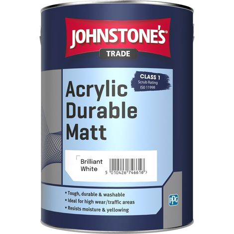 Johnstones Trade Acrylic Durable Matt - Brilliant White - 2.5 Litre