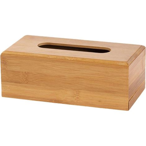 Boîte à mouchoirs carrée en bambou, boîte de rangement de bureau, boîte à serviettes pour la maison et le bureau (1/5)