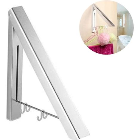 Crochet mural pliable argenté, porte-vêtements escamotable, support de manteaux à fixer au mur, patère coulissante en métal, finition argentée. (1/5)