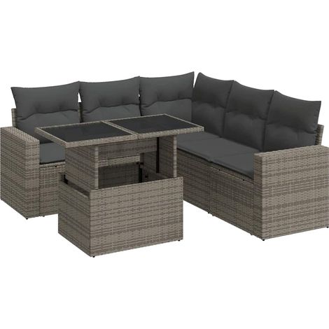 Set Divano da Giardino 6 pz con Cuscini Grigio in Polyrattan vidaXL (1/5)