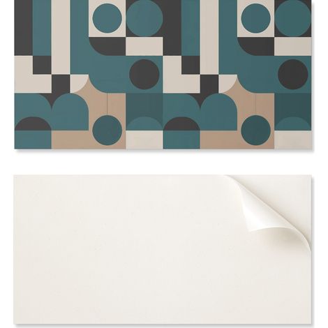 Panel de vinilo autoadhesivo para cocina, 100x50 cm, con formas y figuras abstractas.