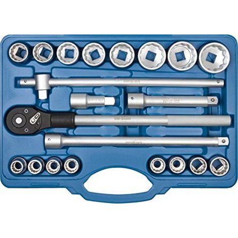 SW-Stahl 07663L Jeu de douilles I 21 pièces I 3/4 pouces I douze pans I mallette à outils qualité industrielle