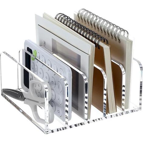 Organizador de escritorio con 5 compartimentos - Portacartas transparente para documentos y libros. (1/5)