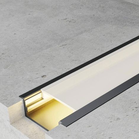 IluminaShop - Perfil Aluminio para Empotrar con Alas Long Lacado Negro 12/24V/220V 2 metros (1/3)