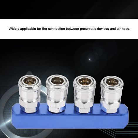 Raccord Pneumatique Rapide 12mm Femelle 4 Voies pour Tuyau d'Air PT1/4 (1/4)