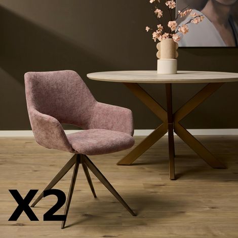 Chaise pivotante rose poudré à accoudoirs (x2) CORTINA (1/5)