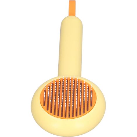 Brosse autonettoyante, antidérapante et facile à utiliser pour enlever les poils d'animaux (chiens et chats), idéale pour une utilisation à domicile et dans les salons de toilettage, jaune. (1/5)