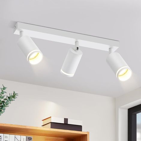 ZMH Spot de Plafond Blanc 3 Ampoules Lampe de Couloir Plafonnier Moderne Spot GU10 Spots Pivotant Plafonnier Intérieur en Métal Spots de Plafond pour Couloir Cuisine Salon sans Ampoule (1/5)