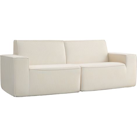 Dreisitzer-Cordsofa, 230 cm, modernes Design, Selbstmontage, beige