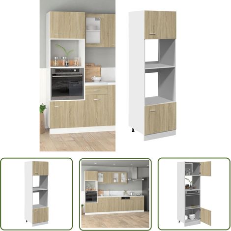 vidaXL Mikrowellenumbauschrank Sonoma-Eiche 60x57x207 cm Holzwerkstoff (1/5)