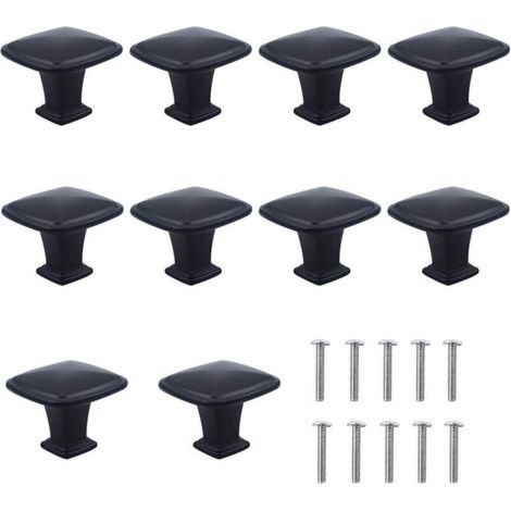 10PCS Noir Tiroir de Poignée Porte. Unique Trou Rond Boutons de Tiroir. Boutons de Porte. Poignées de Meuble pour Placard Armoire Cuisine. chambre d'enfant (1/5)
