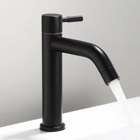 Robinet Eau Froide Noir avec Bulleur Rechange,Pour WC, Salle Bain (1/4)
