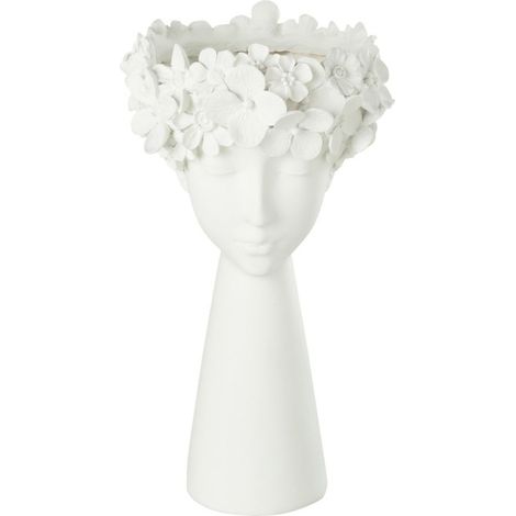 Cache-Pot Déco "Tête" 40cm Blanc (1/3)