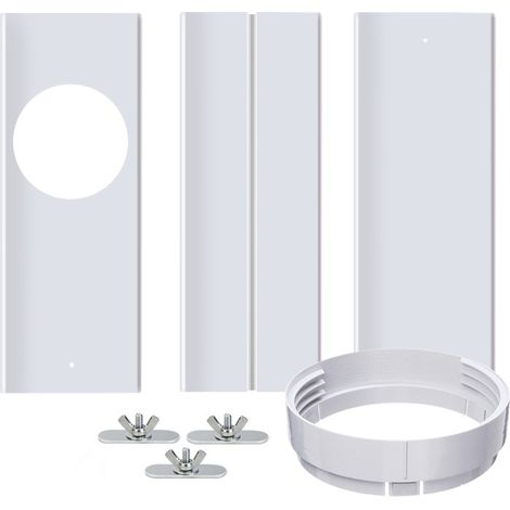 Kit d'Étanchéité Fenêtre pour Climatiseur avec Coupleur Rond Portable, Kit Fenêtre Climatiseur Mobile PVC Réglable Télescopique (1/5)