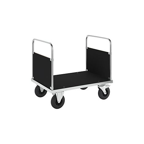 Kongamek Plattformwagen, verzinkt 1000x700x900mm mit Ladefläche aus MDF, 2 Seitenwänden, Gummibereifung und Bremse (1/2)