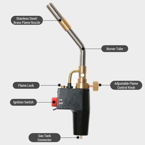 Tête de torche au Propane, déclencheur de soudage à haute intensité, gaz de démarrage pour le brasage (1/4)