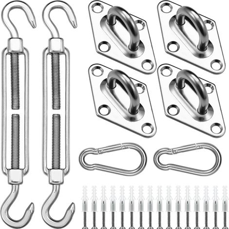 Kit de Fixation pour Voile d'ombrage, 304 Kit de matériel de Pare, pour Carré Voile d'ombrage,Toile d'ombrage Triangulaire, (1/5)