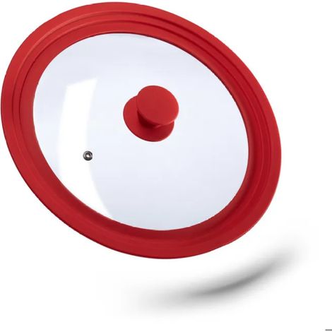 Couvercle casseroles, en verre rebord dégradé en silicone, casseroles et poêles 26-30 cm, HxD5x31,5cm,rouge (1/5)