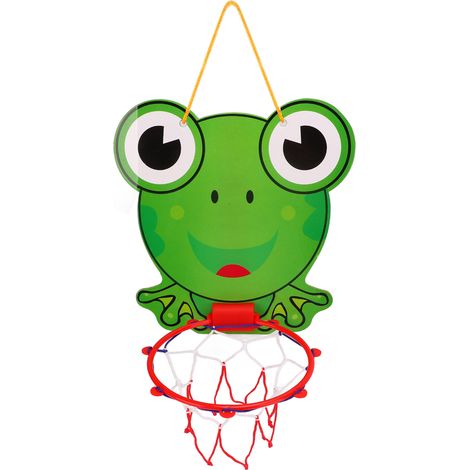Panier de basket suspendu mini en plastique avec filet et ballon pour jeu de sport d'intérieur et d'extérieur. Grenouille (1/5)