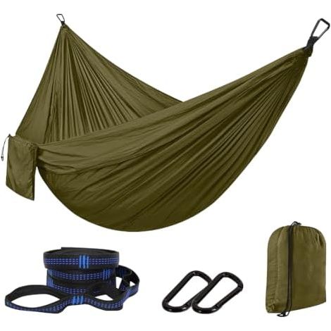 Hamac de Camping, Hamac d'exterieur avec Deux Sangles, (270 x 140 cm) Ultra-léger Suspendu Hamac pour Le Camping, la randonnée et Le Sac à Dos (1/5)