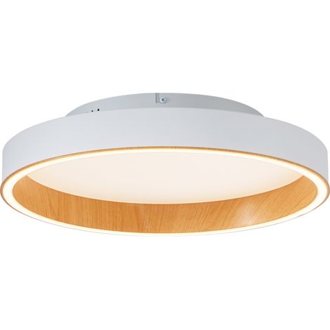 QAZQA Lampada da soffitto ingo - Design - Alluminio,Acciaio,Plastico - Bianco/Marrone - Tondo (non sostituibile) LED Max. 1 x 16 Watt (1/5)