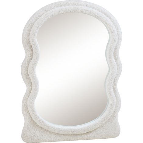 Specchio decorativo moderno da parete con cornice in tessuto felpato 80 x 60 cm bianco 030010175