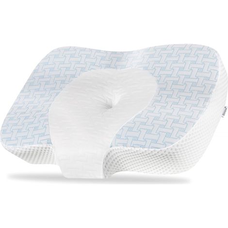 Oreillers à Mémoire de Forme, Oreillers Ergonomiques pour la Nuque, Décontracter Les Muscles, Bleu, 60 x 38.6 x 9.9/13.5 cm (1/5)