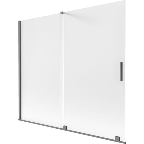 Mexen Velar Duschtür 2-flügelig verschiebbar 180 x 150 cm, mattiert, Gun Metal - 896-180-000-31-95 (1/2)