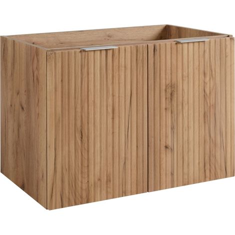 Meuble de salle de bain, Chêne Craft + poignée argentée, 80 x 57 x 46 cm (1/5)