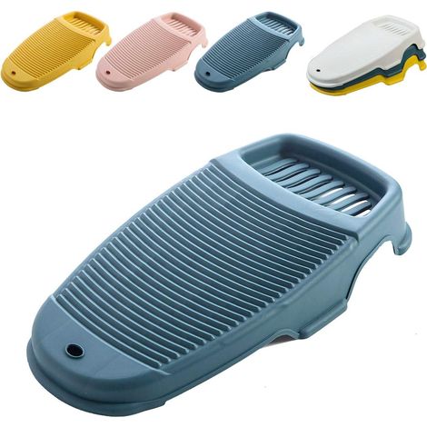 Plastic Washboard - With Soap Holder - Non-Slip Surface - Water Saving - For Home Laundry - Blue - 43.5 x 20.5 x 8 cm - 1 Piece (1/5)