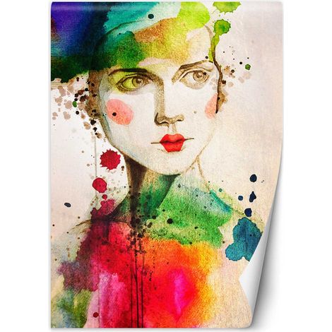 Fototapete Frau mit roten Lippen Aquarell 100x140 cm (1/5)