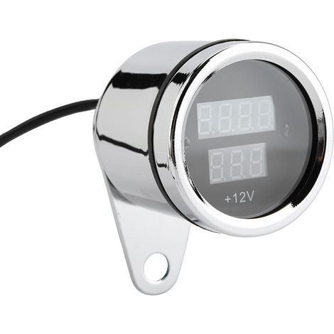 Compteur numérique LED 2 en 1 pour moto : voltmètre, tachymètre, odomètre et compteur de vitesse en métal. (1/5)