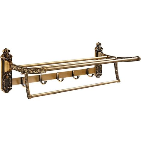 Folding Aluminum Bathroom Towel Rack Active Double Shelf