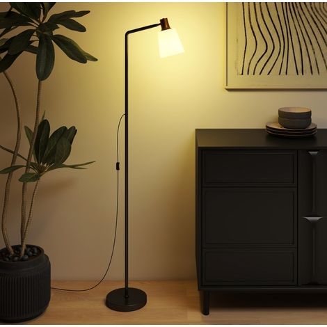 REDOM Lámpara de pie LED (45x21x148 cm), 3 temperaturas de color, cabezal giratorio 350°, plástico negro (1/5)