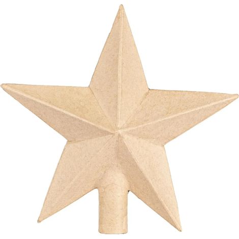 Décoration de sapin de Noël Décopatch 2x Étoile en papier mâché, 20 x 6 x 20 cm, carton marron NO061C (1/3)