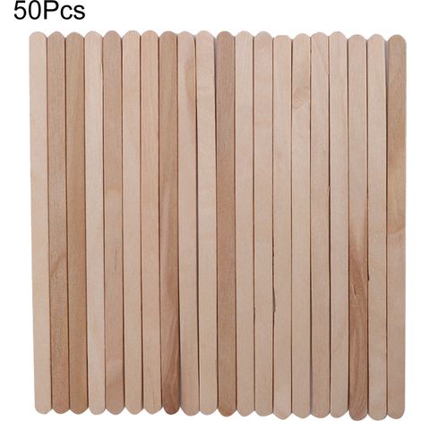 50 bâtonnets jetables en bois pour application de cire épilatoire, spatules de soin pour retrait des poils (1/5)