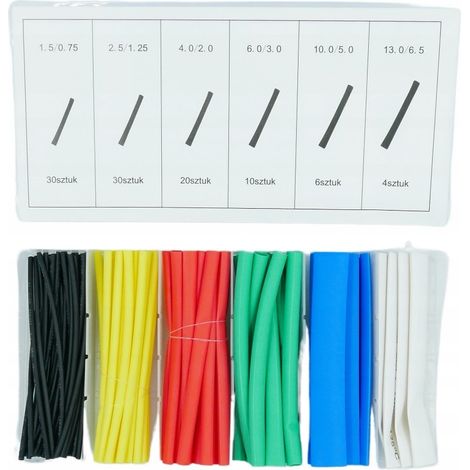 Tubos termorretráctiles de colores, 100 unidades.