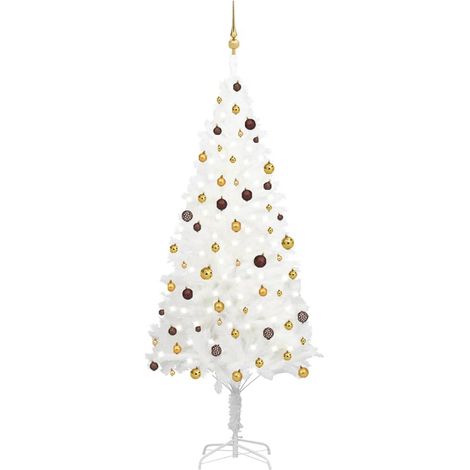 Sapin de Noël artificiel LED et boules/Arbre de Noël pour Déco Blanc 240 cm -WYW35122 (1/5)