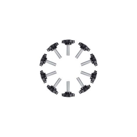 Vis à oreilles, Lot de 10 vis moletées filetées à tête étoile en plastique durable, boutons de poignée en fer, vis de serrage pour loquet de machines, M6x25mm-JUSCH (1/5)