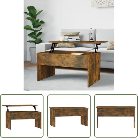 The Living Store Couchtisch Räuchereiche 80x50,5x41,5 cm Holzwerkstoff - Couchtisch - Holzwerkstoff - Wohnzimmertisch - Esstisch - Schreibtisch (1/5)